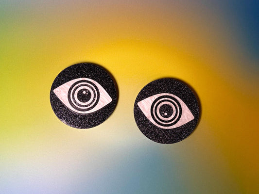 Mystic Eye Acrylic Coaster Set — Glitter + Pearl • Psychedelic Dopamine Decor