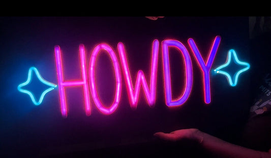 12x24 LED Wood and Acrylic 'HOWDY' Sign