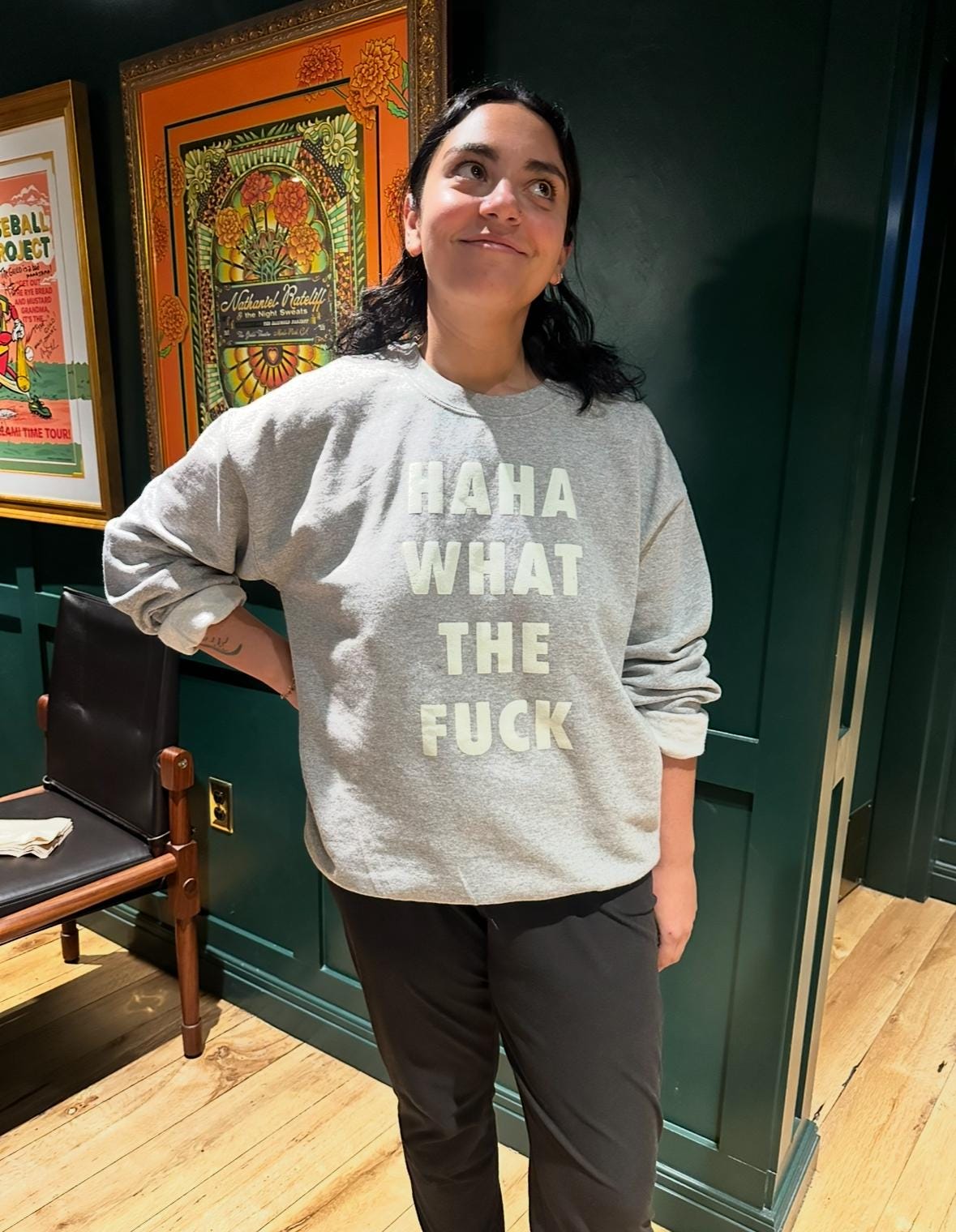 HAHA WHAT THE F* Sweatshirt – Glow-in-the-Dark Puff Vinyl