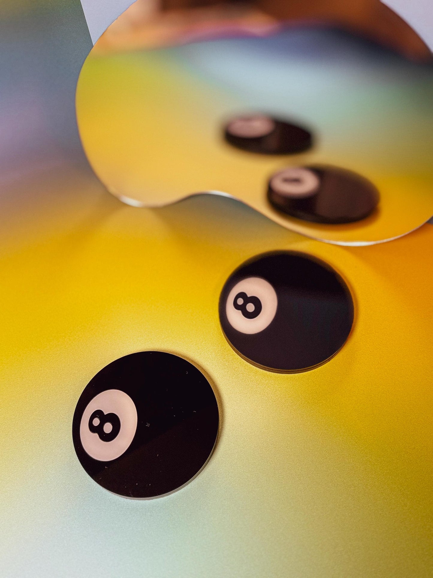 8-Ball Acrylic Coaster Set — Retro Bar Cart Decor • Layered Glossy Acrylic