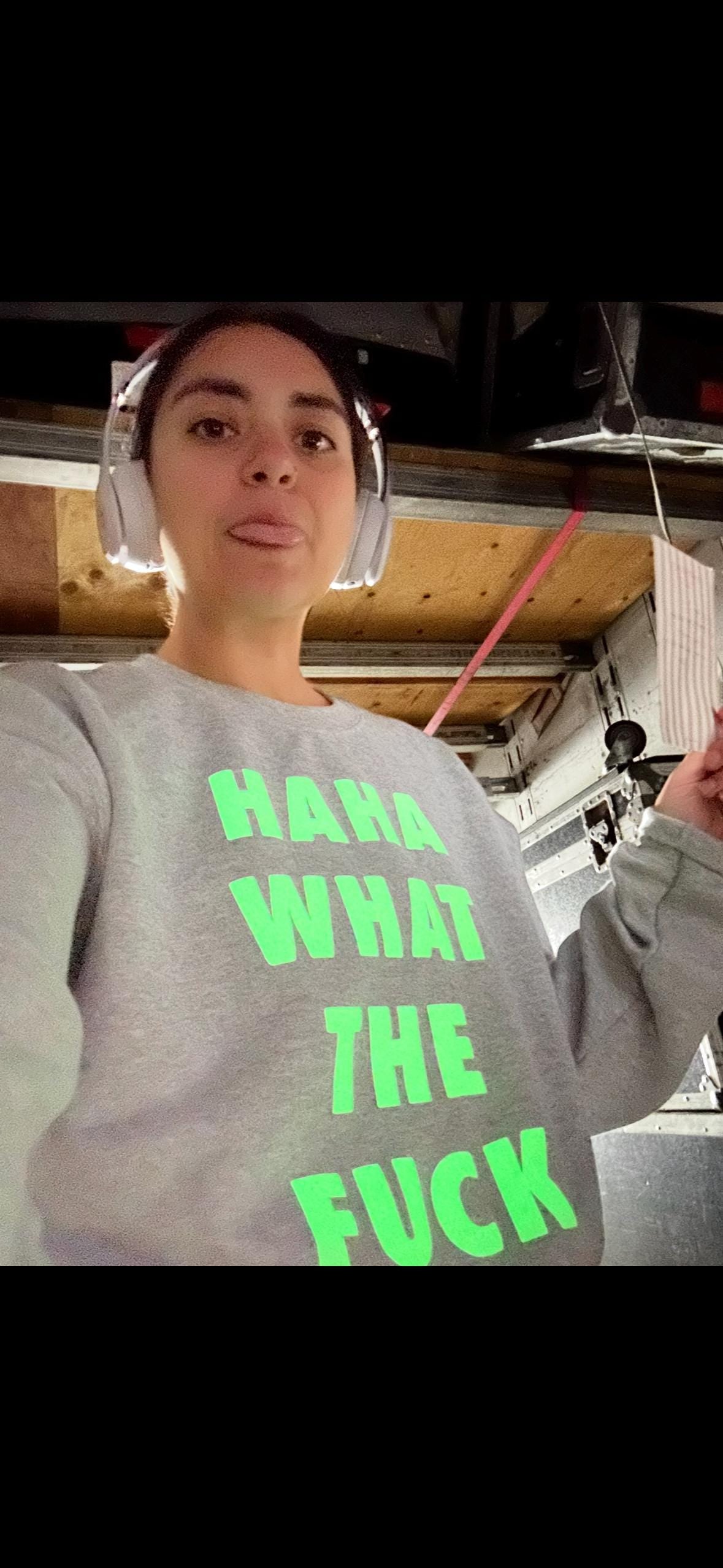HAHA WHAT THE F* Sweatshirt – Glow-in-the-Dark Puff Vinyl