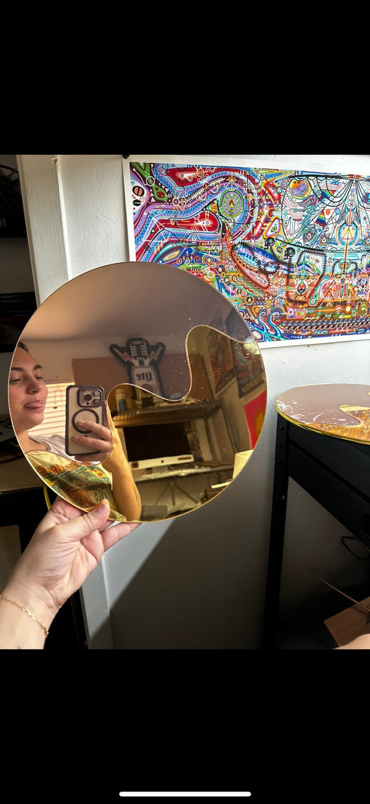Rose Gold and Gold Acrylic Mirror with Wavy Squiggle Design - Modern and Chic Home Decor